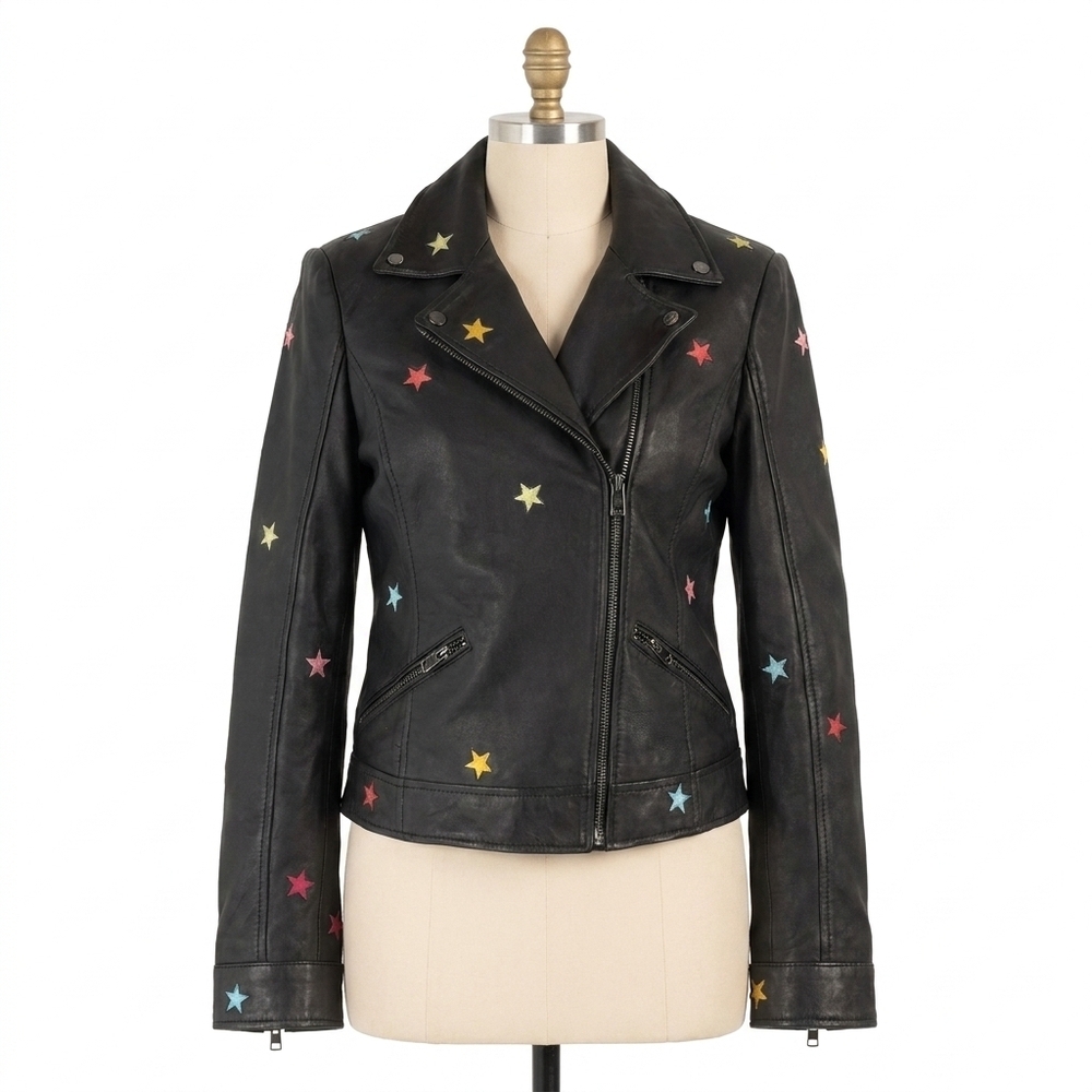 NEW MAURITIUS nanca leather jacket in multi-stars
